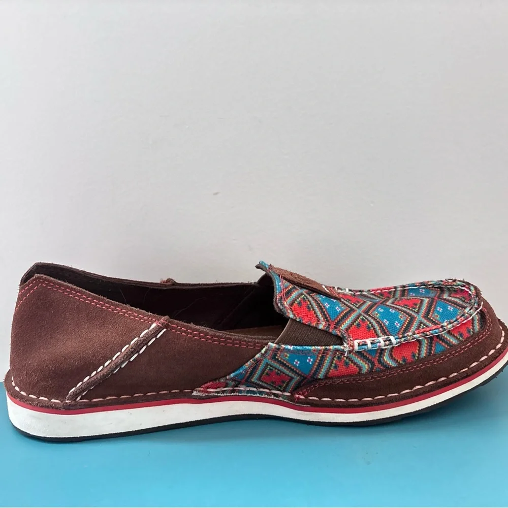 Ariat Cruiser Saddle Tan Suade Geometric Neutral Boho Slip On Shoes Size 9.5B - Picture 6 of 16